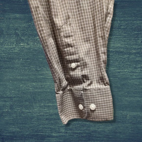 Cherokee dark sage checked button-down shirt, sz XL  EUC - Picture 3 of 7